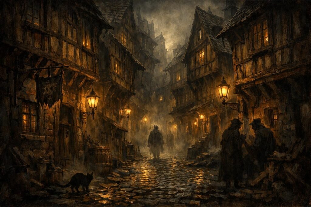 The Shades Ankh-Morpork dark fantasy city street